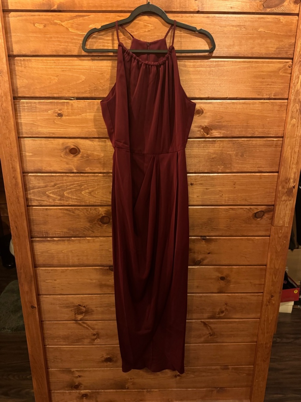 Shona Joy Burgundy Halter Midi Dress